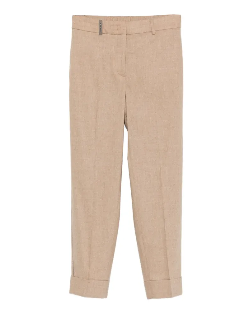 Peserico Cropped-Hose mit Umschlag - Nude Nude