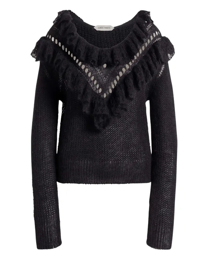 Alberta Ferretti Gerüschter Strick mit Reißverschluss - Schwarz Schwarz