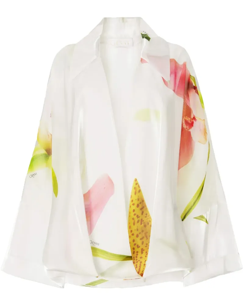 Genny Bluse mit Blumen-Print - Weiß Weiß