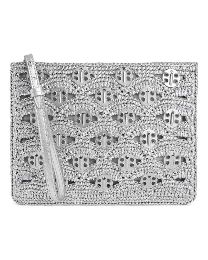 Paco Rabanne Clutch aus Raffiabast - Silber Silber