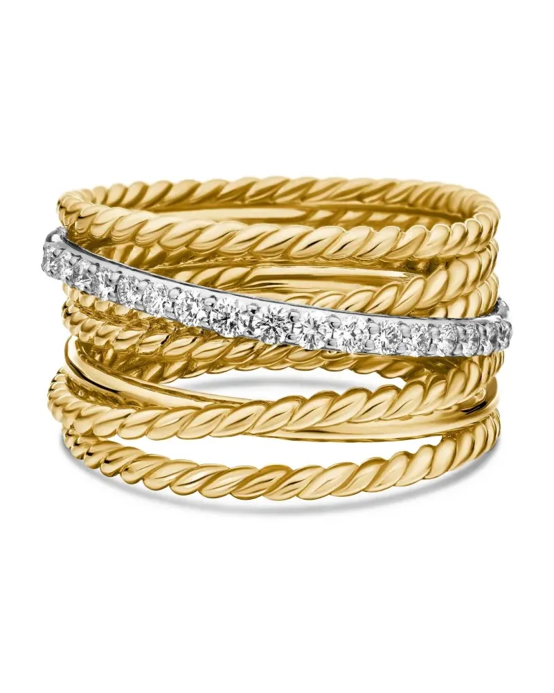 David Yurman 18kt Crossover Gelbgoldring mit Diamanten 12mm Gold