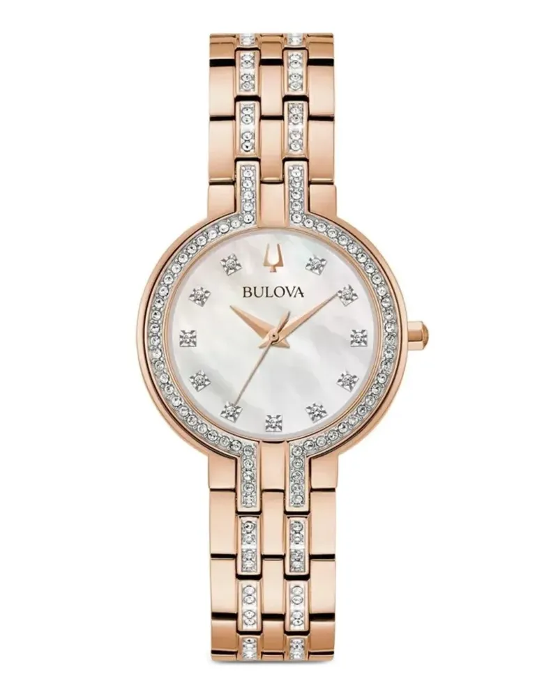 BULOVA Armbanduhr mit Kristallverzierung 30mm - Weiß Weiß