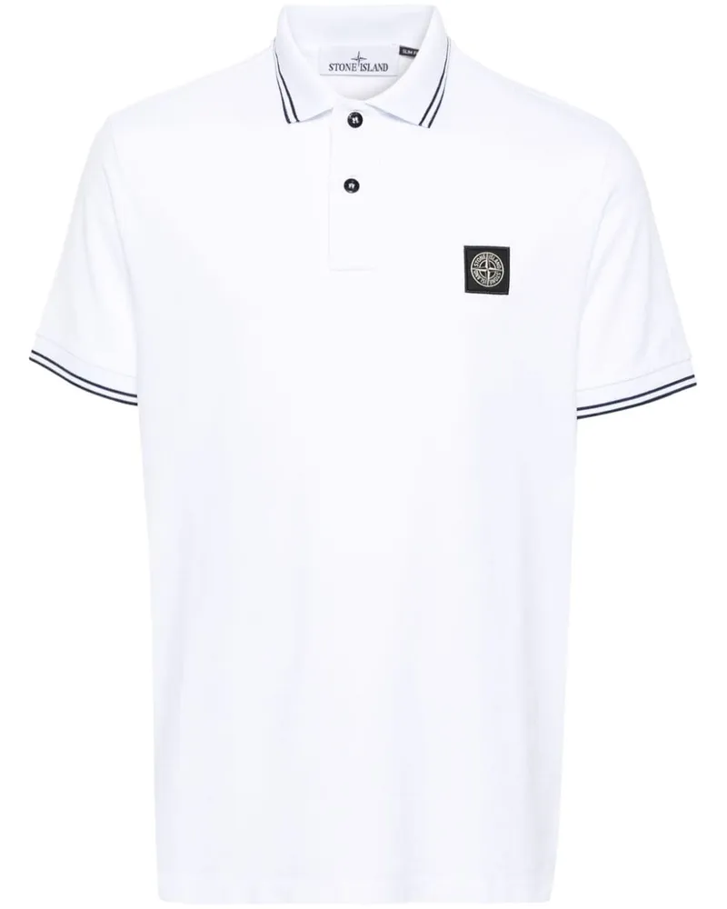 Stone Island Poloshirt aus Pikee - Weiß Weiß