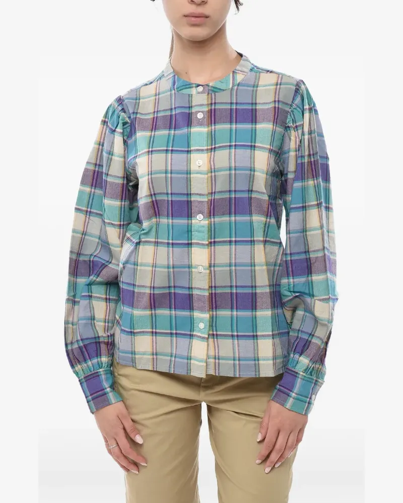 Woolrich plaid mandarin-collar shirt - Blau Blau