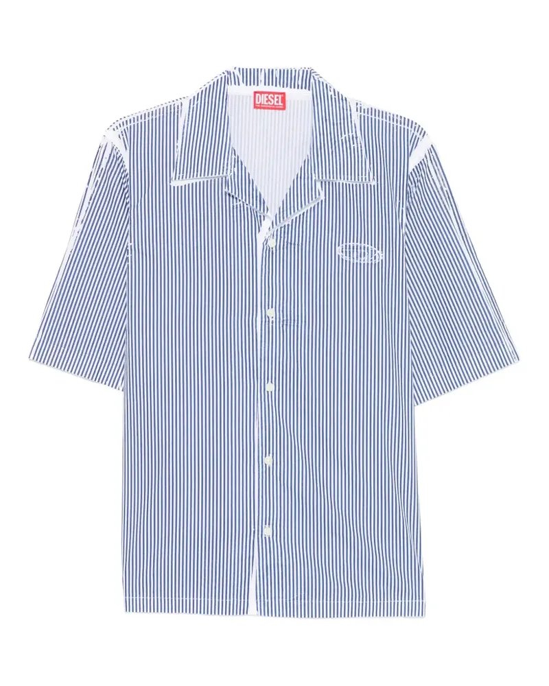 Diesel Gestreiftes Hemd mit Reverskragen - Blau Blau