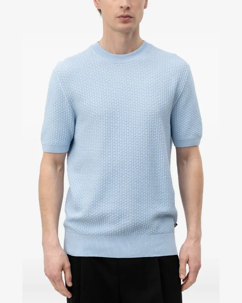 HUGO BOSS waffle-knit short-sleeve sweater - Blau Blau