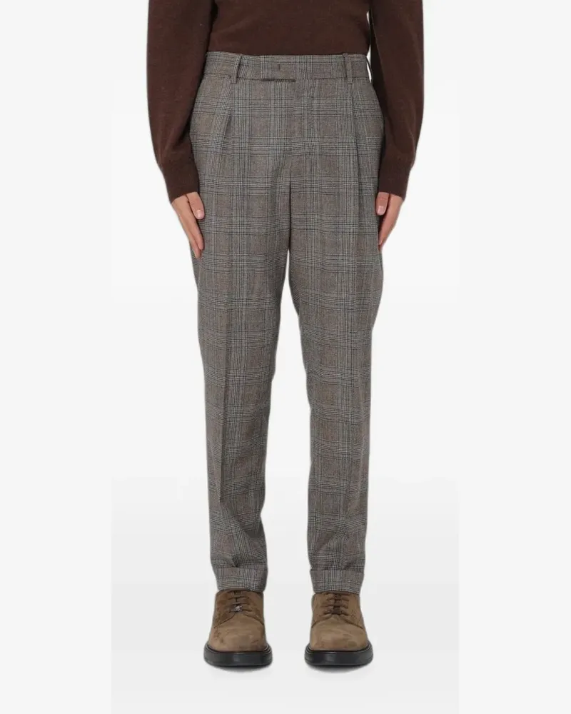 PT TORINO check pleated trousers - Braun Braun
