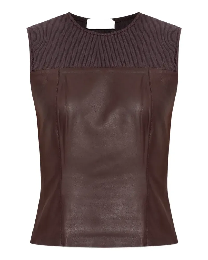 Samsøe & Samsøe Sapia Lammlederoberteil mit geripptem Detail - Braun Braun