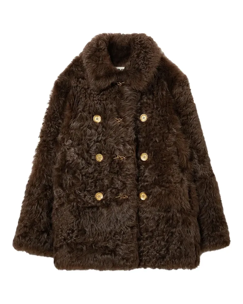 Ports 1961 Doppelreihiger Shearling-Mantel - Braun Braun