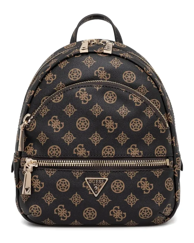 Guess monogram-pattern zip-around backpack - Schwarz Schwarz