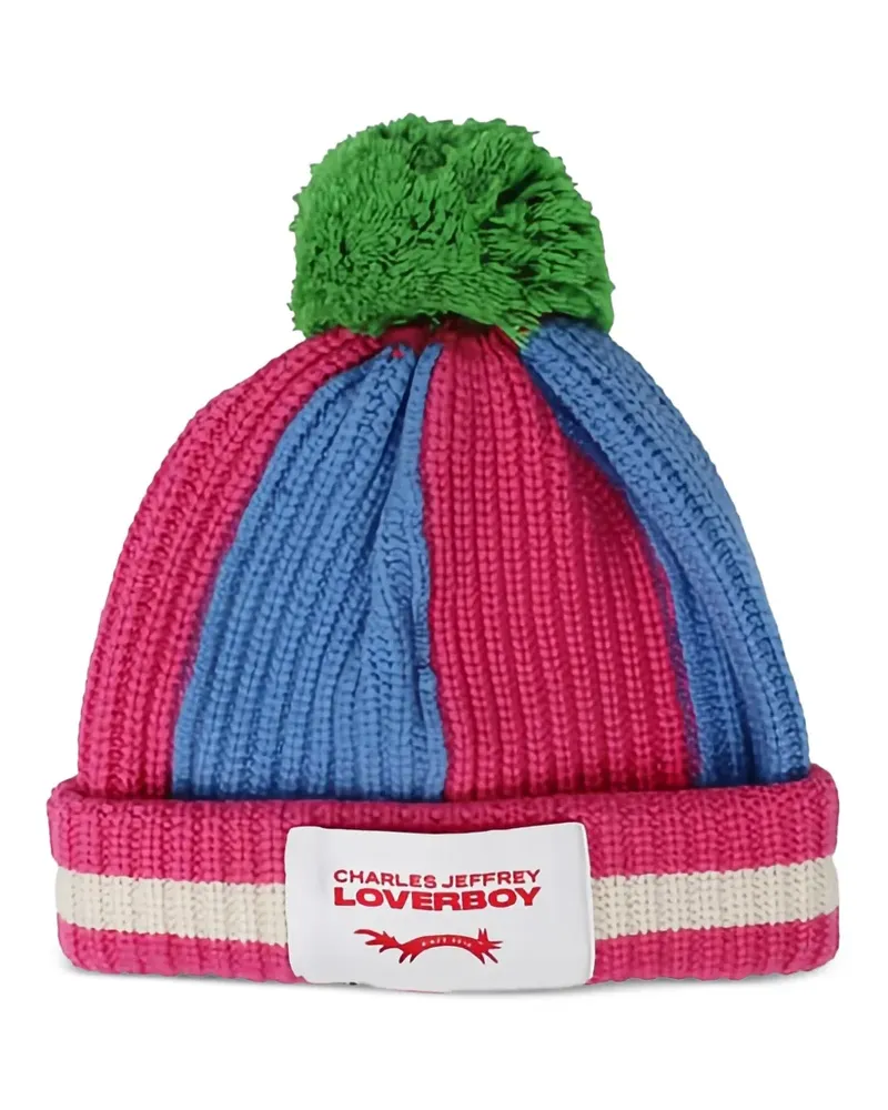 Charles Jeffrey Loverboy Gestreifte Bommelmütze - Rosa Rosa