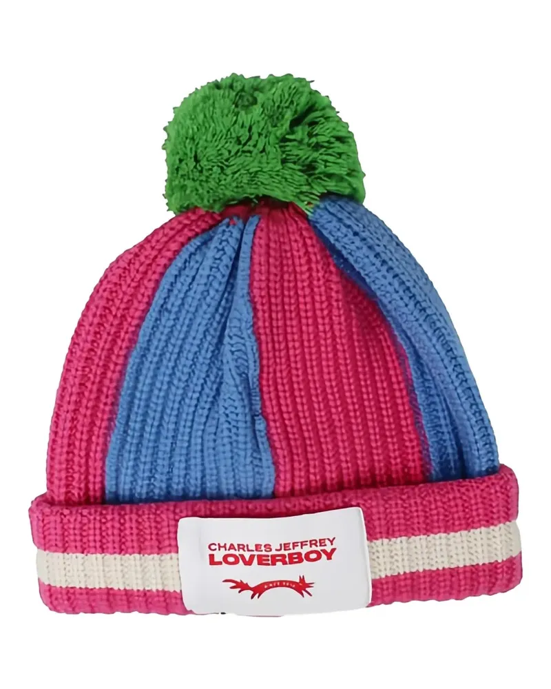 Charles Jeffrey Loverboy striped pompom beanie - Rosa Rosa