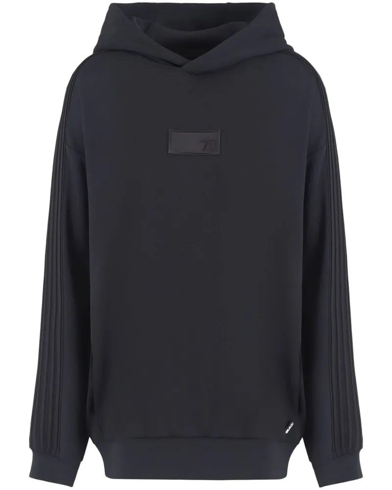 EA7 Hoodie mit gummiertem Logo - Schwarz Schwarz