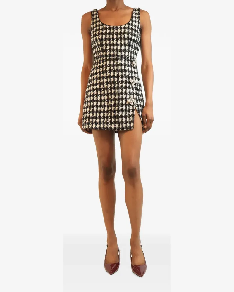 Self-Portrait bouclé floral-embellished mini dress - Schwarz Schwarz