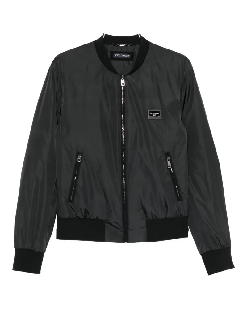 Dolce & Gabbana logo-plaque bomber jacket - Schwarz Schwarz