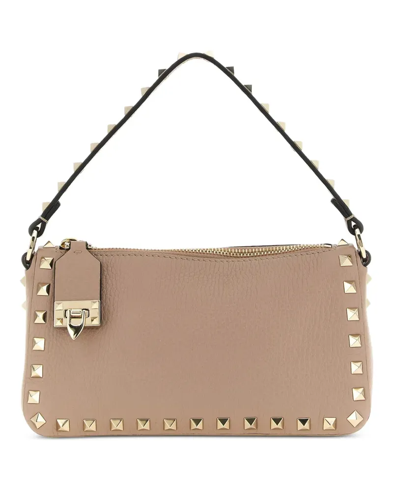 Valentino Garavani Kleine Rockstud Schultertasche aus gekörntem Leder - Nude Nude