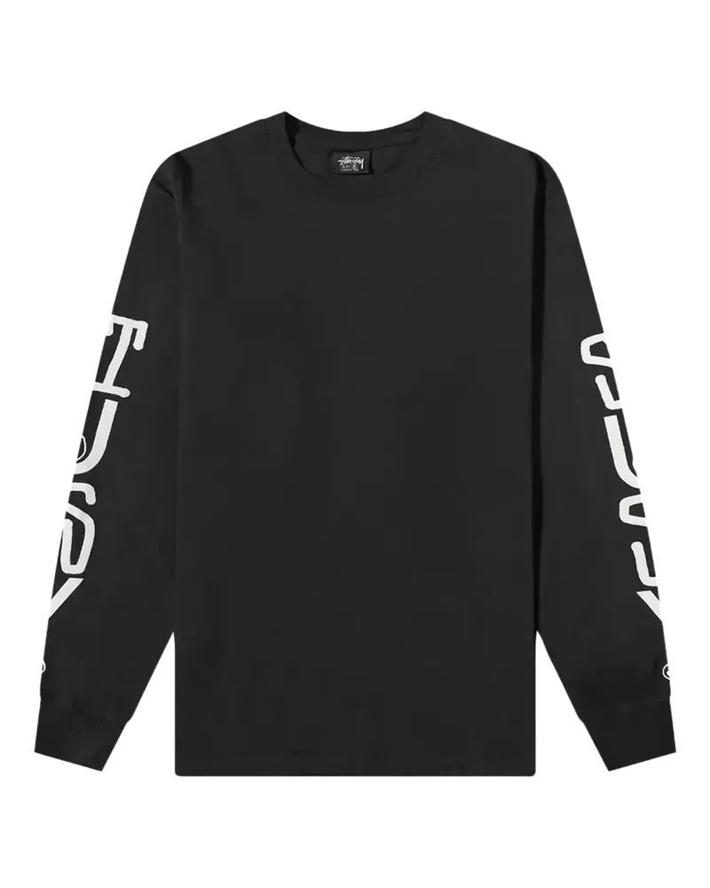 Stüssy Stack Pigment Dyed Langarmshirt - Schwarz Schwarz