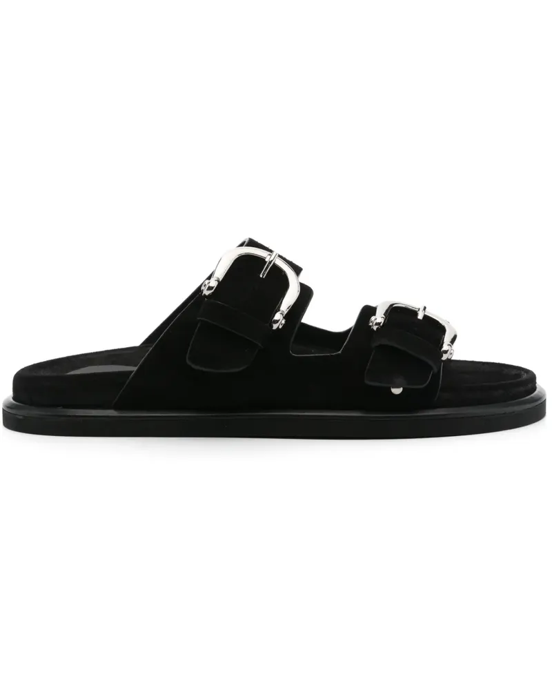 P.A.R.O.S.H. Flache Sandalen aus Wildleder - Schwarz Schwarz