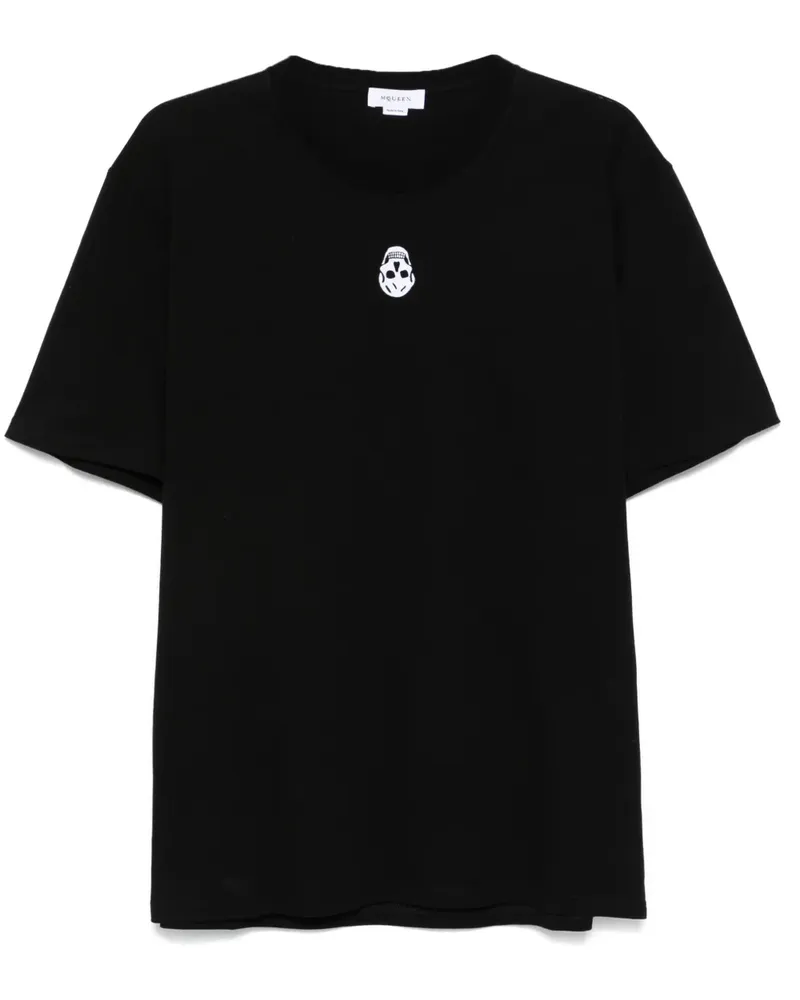 Alexander McQueen Beflocktes T-Shirt mit Totenkopf - Schwarz Schwarz