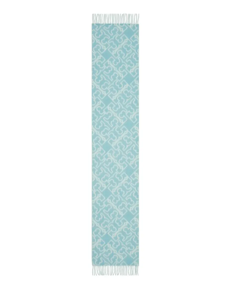 Tory Burch Fransenschal mit Logo-Muster - Blau Blau
