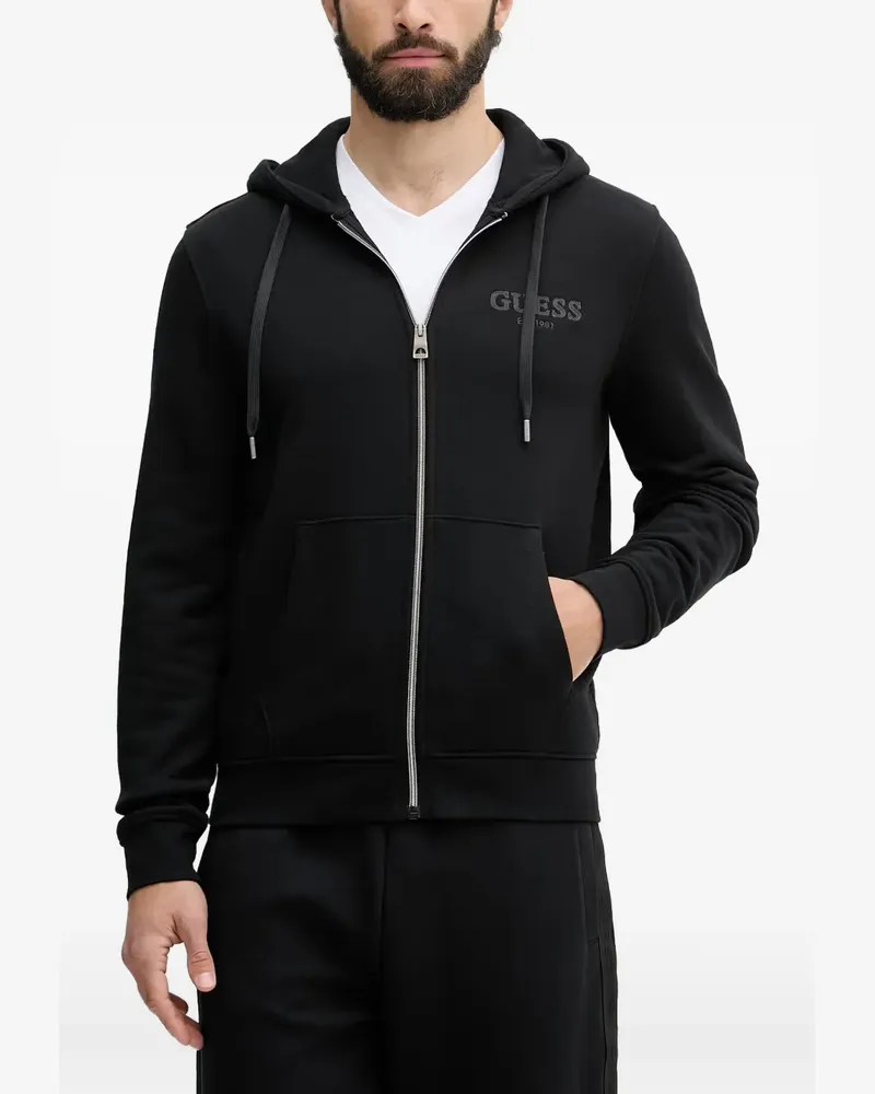 Guess Kapuzenjacke mit Logo-Stickerei - Schwarz Schwarz