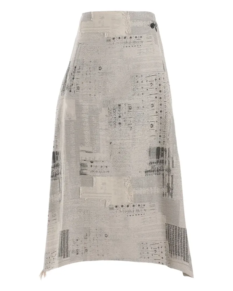 Yohji Yamamoto fringe-detail midi skirt - Nude Nude
