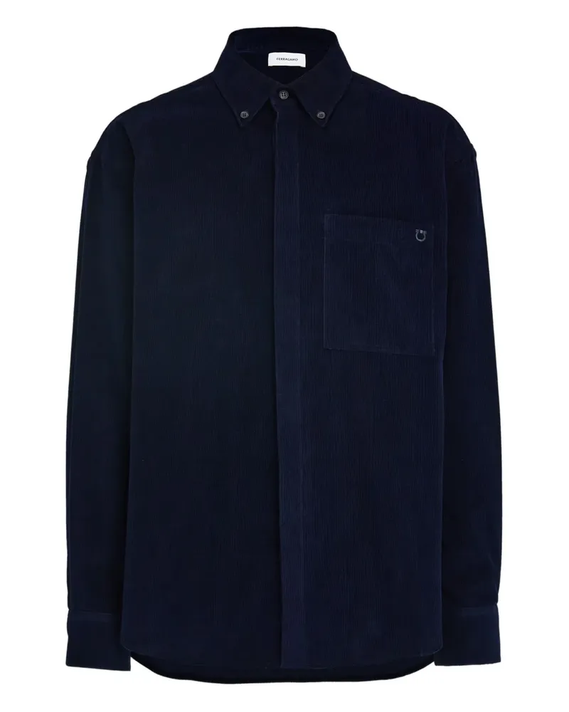 Ferragamo corduroy pocket velvet shirt - Blau Blau