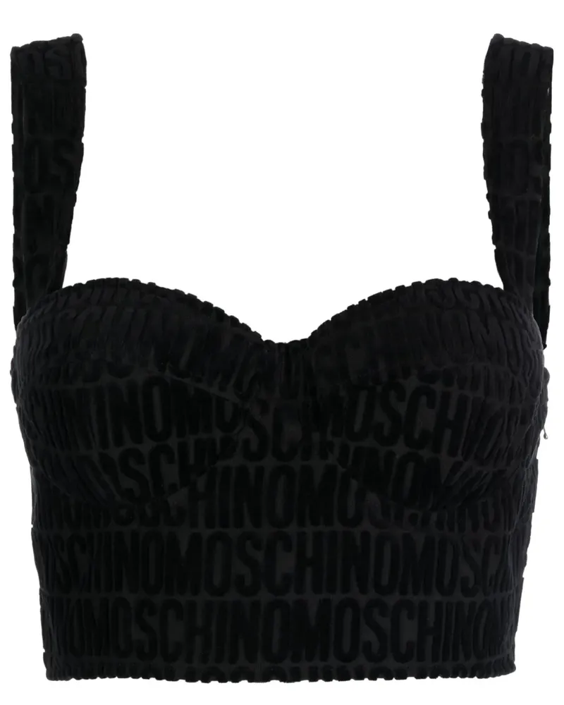 Moschino Cropped-Top mit Logo-Prägung - Schwarz Schwarz
