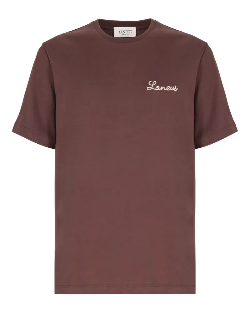 Laneus T-Shirt mit Logo-Stickerei - Braun Braun