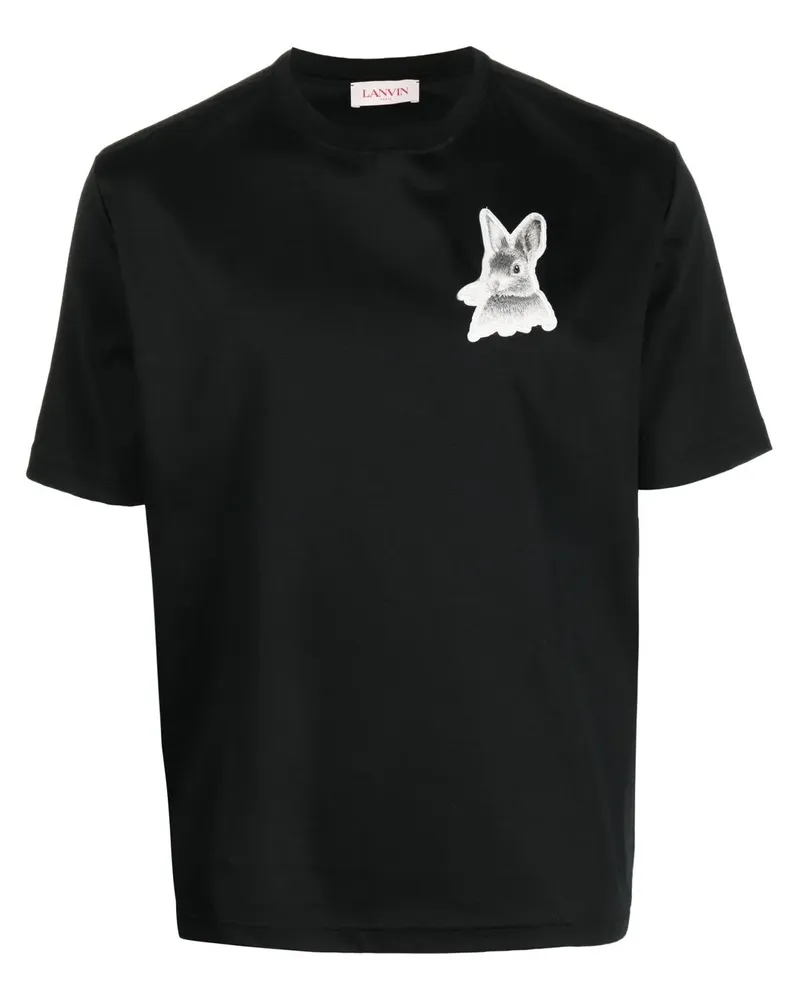 Lanvin T-Shirt mit Hasen-Patch - Schwarz Schwarz