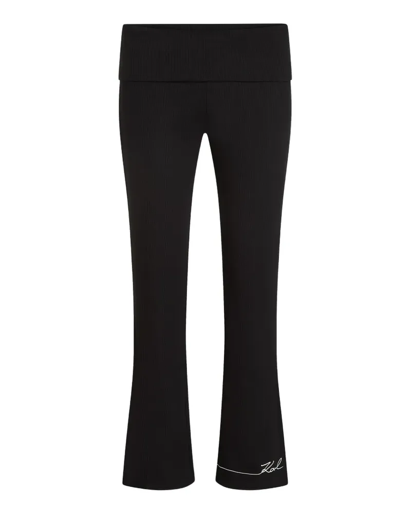 Karl Lagerfeld Ausgestellte Signature Palazzohose - Schwarz Schwarz