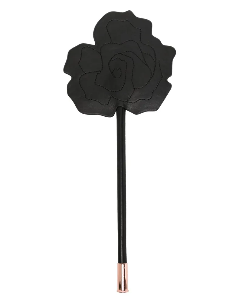 Fleur Du Mal Paddel aus Leder in Rosenform - Schwarz Schwarz