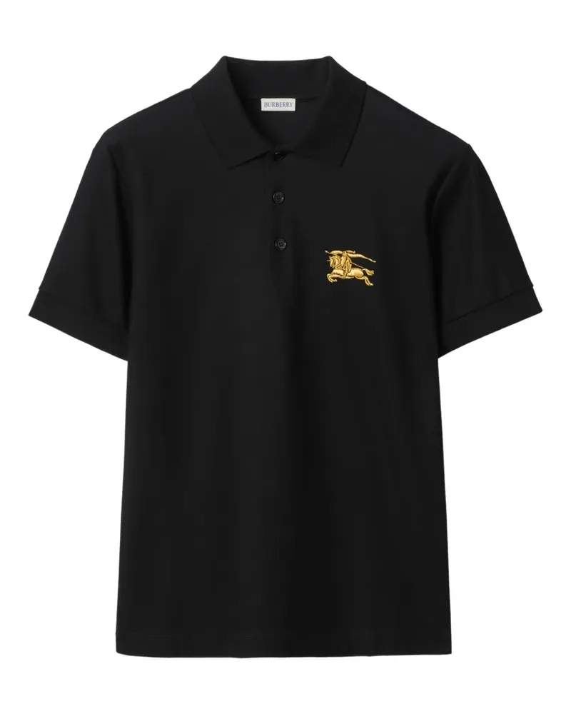 Burberry Poloshirt mit Equestrian Knight-Logo - Schwarz Schwarz