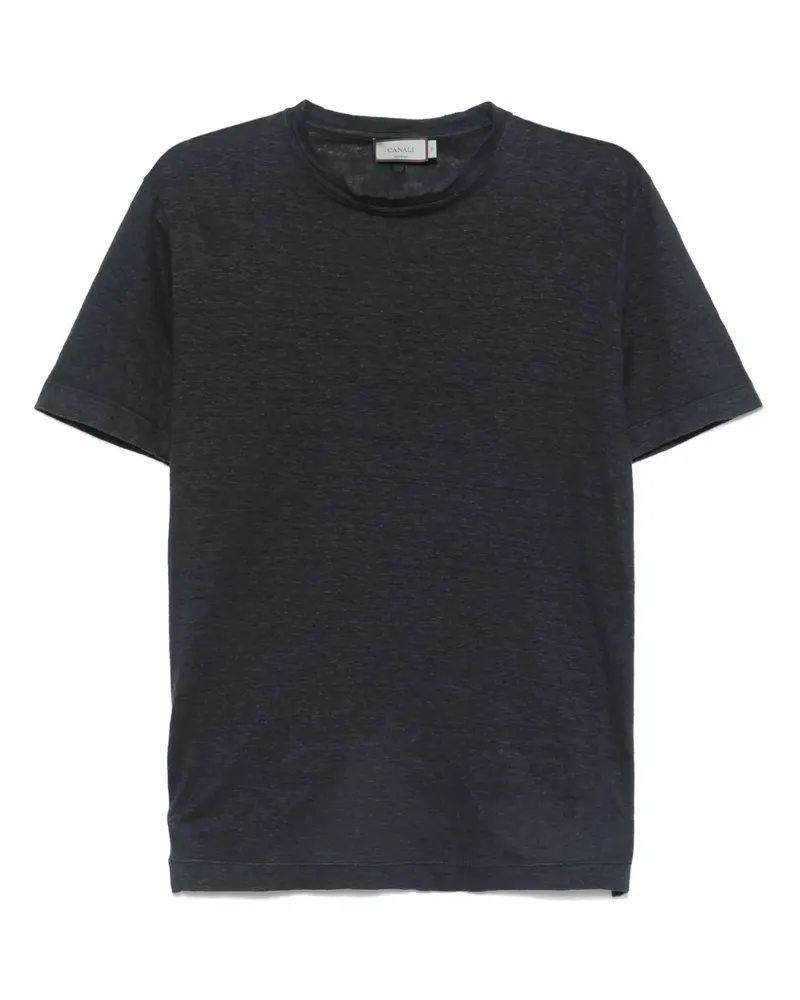 Canali T-Shirt aus Leinen - Blau Blau