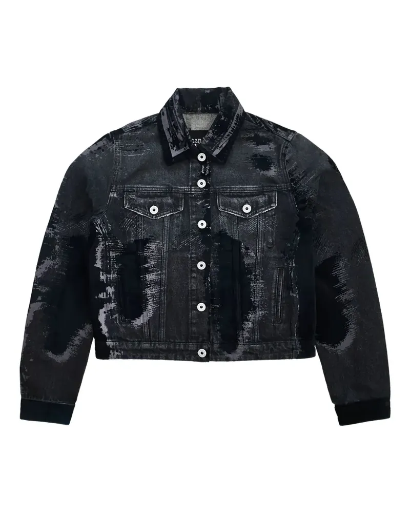 Jean Paul Gaultier Jeansjacke mit grafischem Print - Schwarz Schwarz