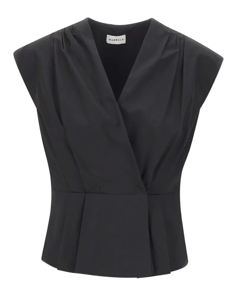 MARELLA wrap-front pleated top - Schwarz Schwarz
