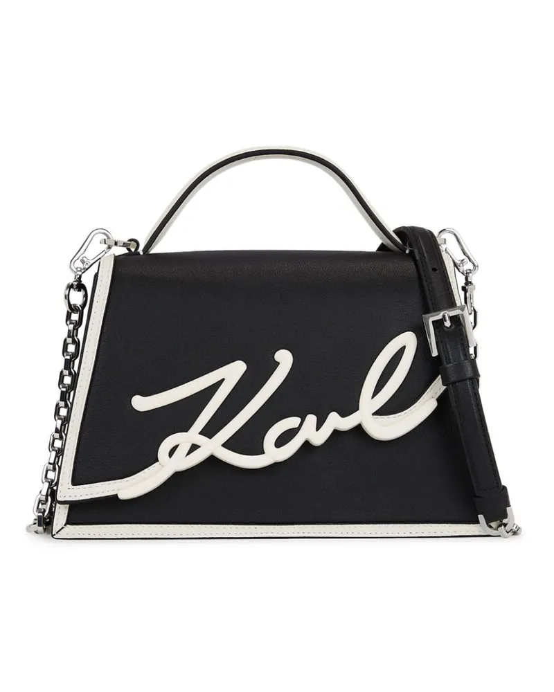 Karl Lagerfeld Signatur Handtasche aus Leder - Schwarz Schwarz