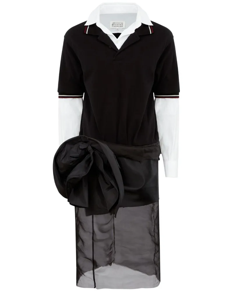 Maison Margiela Midikleid mit Blumendetail - Schwarz Schwarz