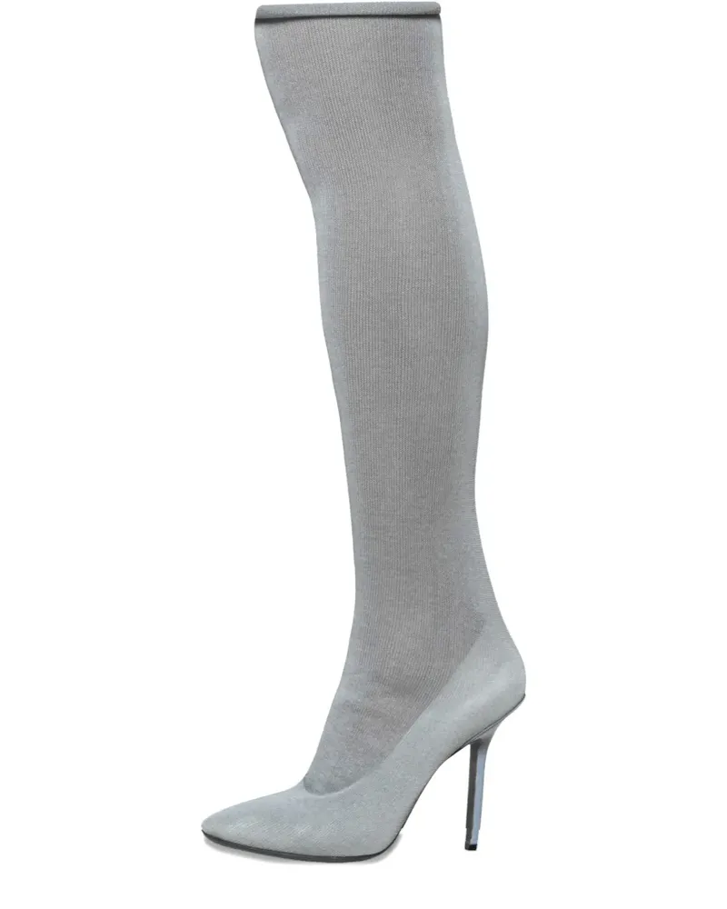 VETEMENTS Overknee-Stiefel aus Leder 115mm - Grau Grau