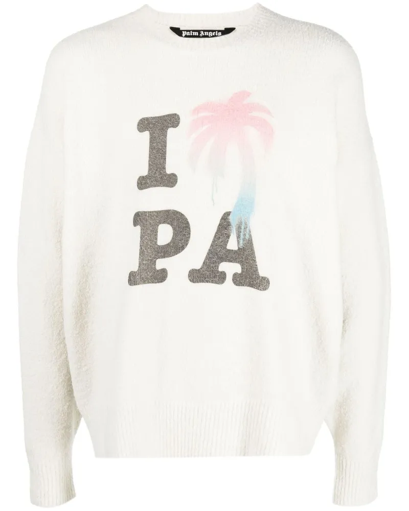 Palm Angels Pullover mit "I Love PA"-Slogan - Weiß Weiß