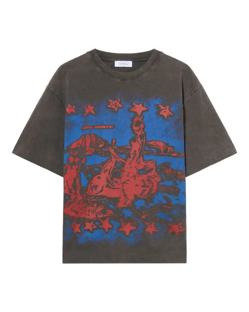 OFF-WHITE Kurzärmeliges T-Shirt mit grafischem Print - Grau Grau