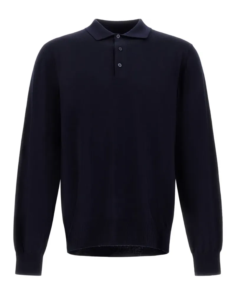 Herno Langärmeliges Poloshirt mit geripptem Saum - Blau Blau