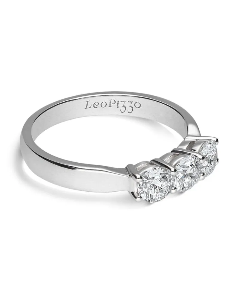 LEO PIZZO 18kt Trilogy Weißgoldring mit Diamanten Silber