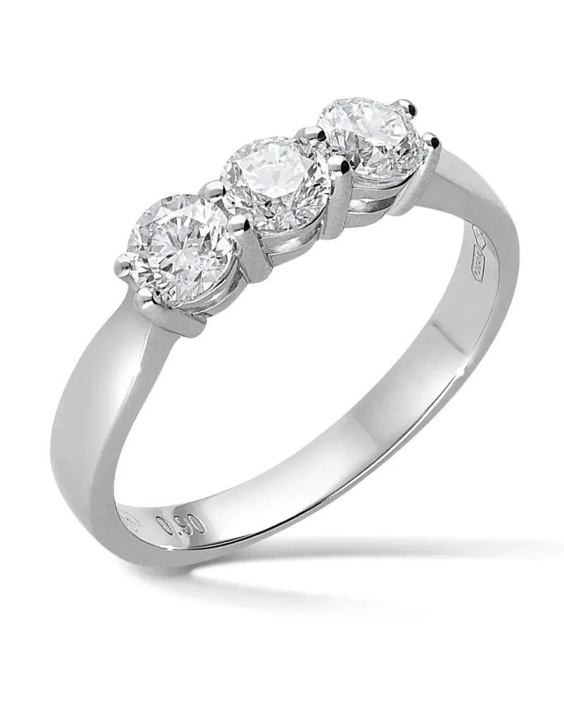 LEO PIZZO 18kt Trilogy Weißgoldring mit Diamanten - Silber Silber