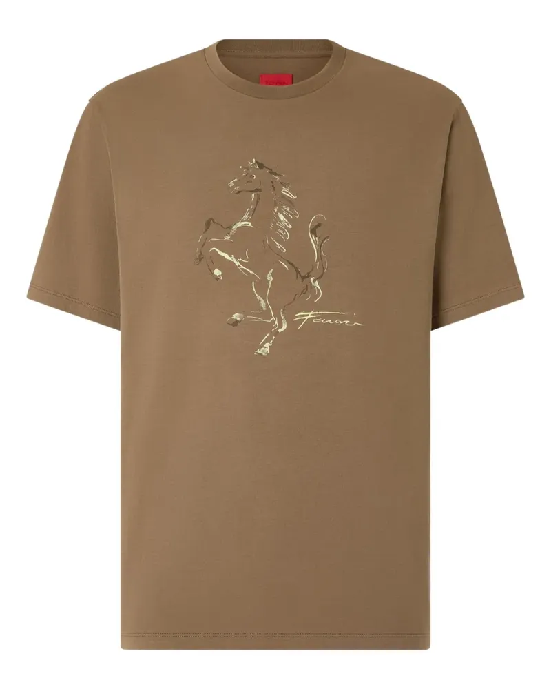 Ferrari T-Shirt mit Pferde-Grafik - Braun Braun