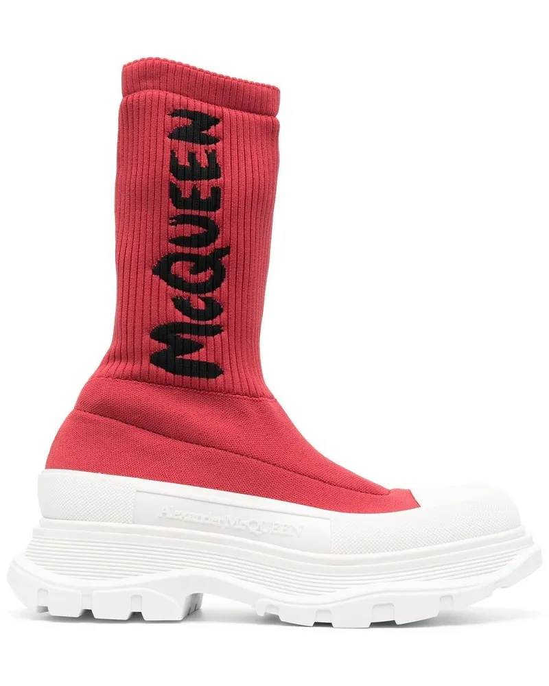 Alexander McQueen Sock-Boots mit Logo Rot