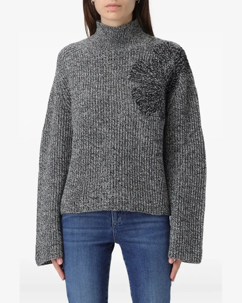 Liu Jo Pullover mit Blumenapplikation - Grau Grau
