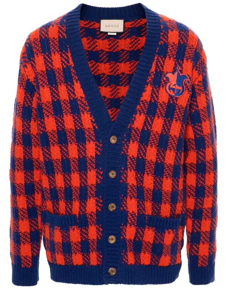 Gucci Karierter Cardigan mit GG-Motiv - Orange Orange