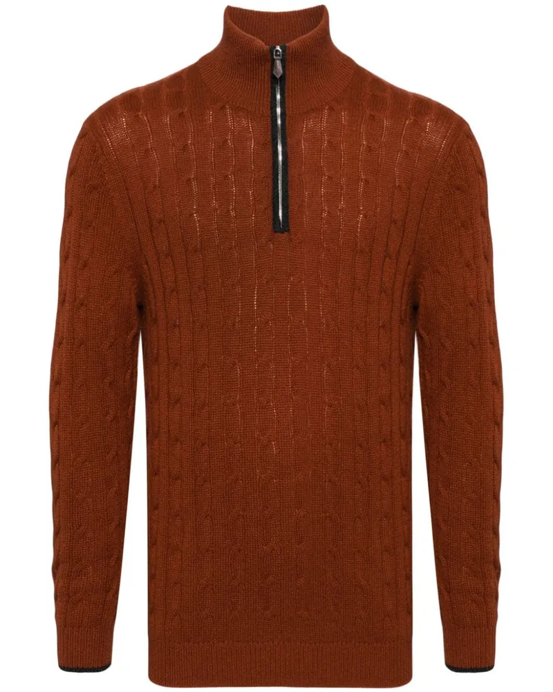 N.Peal Albemarle Pullover mit Zopfmuster - Orange Orange