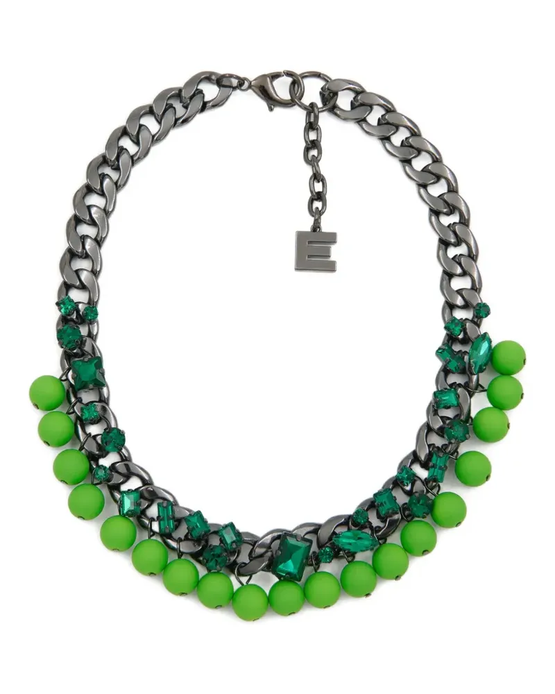 Essentiel rhinestone-embellished curb-chain necklace - Schwarz Schwarz